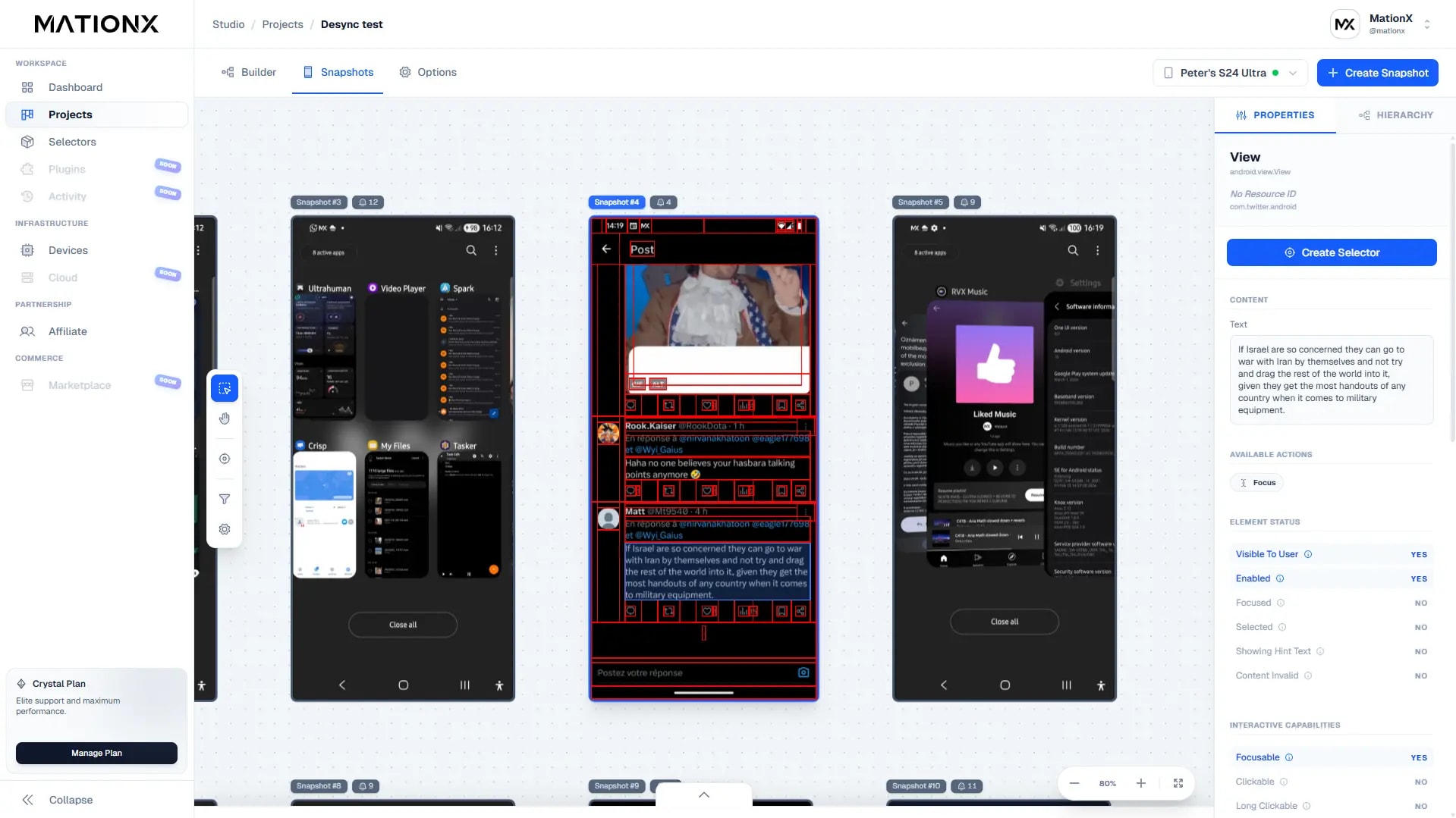 MationX Studio — automation builder interface